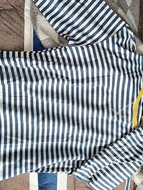 Biber Striped Long Sleeve Top in Blue & Yellow Size XL Like New